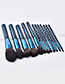 Fashion Blue+black Flame Shape Decorated Make Up Brush(12pcs)