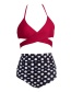 Sexy Claret Red Dots Pattern Decorated Swimwear(2pcs)