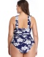 Sexy Blue Flower Pattern Decorated Off-the-shoulder Swimwear