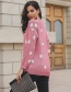 Fashion Pink Dots Pattern Decorated Long Sleeves Sweater