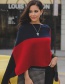 Fashion Red+navy Tassel Decorated Shawl