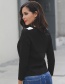 Fashion Black V Neckline Deisgn Long Sleeves Sweater