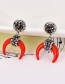 Fashion Claret Red Moon Shape Decorated Earrings