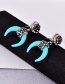 Fashion Blue Moon Shape Decorated Earrings