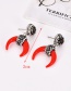Fashion Claret Red Moon Shape Decorated Earrings