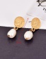 Fashion Gold Color+white Pearl Decorated Natural Pearls Earrings