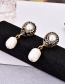 Fashion White Full Diamond Decorated Natural Pearls Earrings
