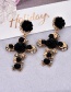 Fashion Black Cross Shape Decorated Flower Earrings