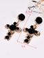 Fashion Black Cross Shape Decorated Flower Earrings
