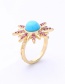 Fashion Blue Full Diamond Decorated Star Shape Ring