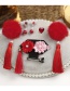 Fashion Plum Red Fuzzy Ball Decorated Hair Accessories(6pcs)