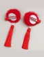 Fashion Red Fuzzy Ball Decorated Hair Accessories(6pcs)