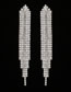 Fashion Silver Color Tassel Decorated Full Diamond Earrings Earrings