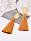 Fashion Blue Pure Color Decorated Tassel Earrings