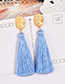 Fashion Sapphire Blue Pure Color Decorated Tassel Earrings