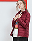Fashion Claret Red Pure Color Decorated Down Jacket