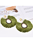 Fashion Green Waterdrop Shape Decorated Tassel Natural Pearls Earrings