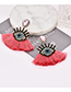 Fashion Pink Eye Shape Decorated Tassel Earrings