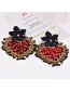 Fashion Black Heart&glower Shape Decorated Earrings