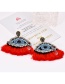 Fashion Red Eye Shape Decorated Tassel Earrings