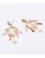 Sweet Beige Pearl&leaf Decorated Tassel Earrings