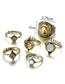 Fashion Gold Color Round Shape Decorated Ring (6 Pcs )