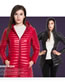 Fashion Claret Red Pure Color Decorated Down Jacket