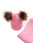 Fashion Pink Pom Ball Decorated Pure Color Hat&gloves (2 Pcs )