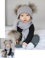 Fashion Black Pom Ball Decorated Pure Color Hat&gloves (2 Pcs )