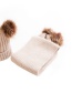 Fashion Gray Pom Ball Decorated Pure Color Hat&gloves (2 Pcs )
