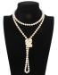Fashion Beige Pure Color Decorated Long Necklace