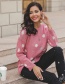 Fashion Pink Dots Pattern Decorated Simple Sweater