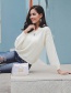 Fashion White V Neckline Design Pure Color Sweater