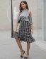 Fashion White+black Grid Pattern Design Irregular Shape Skirt