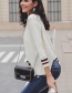 Fashion White V Neckline Design Long Sleeves Sweater