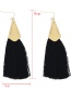 Fashion Black Tassel Decorated Long Earrings