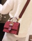 Fashion Red Buckle Decorated Square Shape Bag