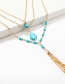 Fashion Gold Color+blue Waterdrop Shape Decorated Tassel Necklace
