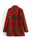 Fashion Red Grid Pattern Decorated Simple Coat