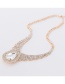 Fashion Gold Color Waterdrop Shape Diamond Decorated Necklace