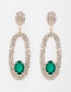 Fashion Green Oval Shape Design Hollow Out Earrings