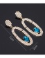 Fashion Blue Oval Shape Design Hollow Out Earrings