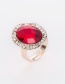 Fashion Red Oval Shape Diamond Decorated Ring