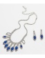 Fashion Sapphire Blue Oval Shape Diamond Decorated Jewelry Sets