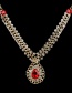 Fashion Red Gemstone Decorated Simple Necklace