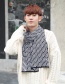 Fashion Gray Pure Color Decorated Knitted Men's Scarf