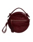 Fashion Claret Red Round Shape Design Pure Color Shoulder Bag