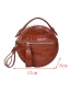 Fashion Claret Red Round Shape Design Pure Color Shoulder Bag
