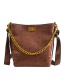 Fashion Brown Chains Decorated Pure Color Shoulder Bag