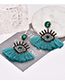 Fashion Black+green Eye Shape Design Tassel Earrings